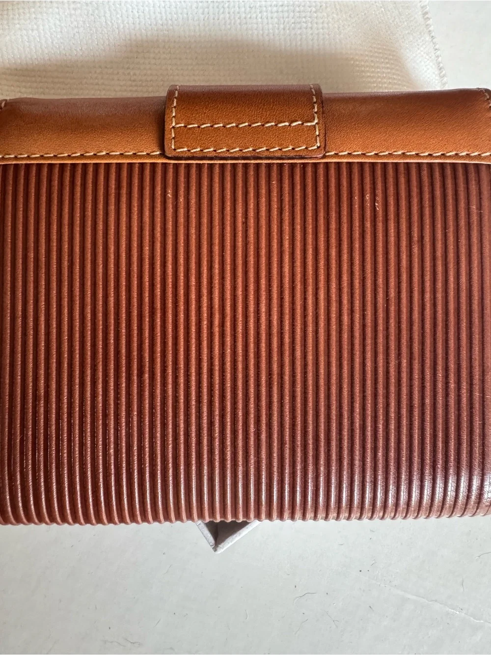 Dior Men’s Tan and Brown Ribbed Leather Wallet